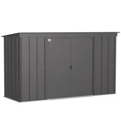 Arrow Classic Steel Storage Shed, 10 Ft. X 4 Ft., Charcoal