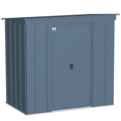 Arrow Classic Steel Storage Shed, 6 Ft. X 4 Ft., Blue Grey