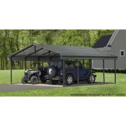 Arrow Carport, 20 Ft. X 24 Ft. X 7 Ft. Charcoal -ShelterLogic || Arrow Shop cphc20wide disclaimer image 02