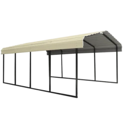 Arrow Carport, 12 Ft. X 20 Ft. X 7 Ft. Vinyl Almond