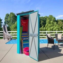 Spacemaker Patio Steel Storage Shed, 4 Ft. X 3 Ft. Teal And Anthracite -ShelterLogic || Arrow Shop cy43t21 image 02 l