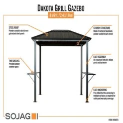 Dakota Grill Gazebo 6x8 Ft. -ShelterLogic || Arrow Shop dakota bbq grill gazebo infographic