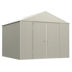 Arrow Elite Steel Storage Shed, 14x14, Cool Grey