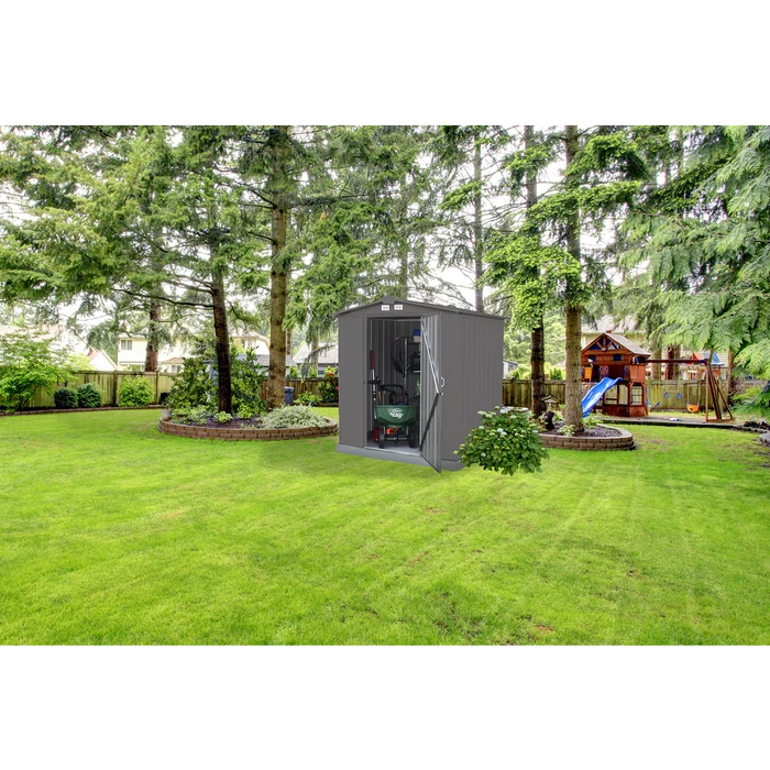 EZEE Shed® Steel Storage Shed, 6 Ft. X 5 Ft. Charcoal 2 EZEE Shed® Steel Storage Shed, 6 Ft. X 5 Ft. Charcoal - Image 2