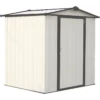 EZEE Shed® Steel Storage Shed, 6 Ft. X 5 Ft. Cream With Charcoal Trim