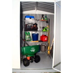 EZEE Shed® Steel Storage Shed, 6 Ft. X 5 Ft. Cream With Charcoal Trim 11 EZEE Shed® Steel Storage Shed, 6 Ft. X 5 Ft. Cream With Charcoal Trim -ShelterLogic || Arrow Shop ez6565lvcrcc 3