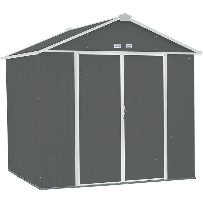 EZEE Shed® Steel Storage Shed, 8 Ft. X 7 Ft. Charcoal With Cream Trim 1 EZEE Shed® Steel Storage Shed, 8 Ft. X 7 Ft. Charcoal With Cream Trim