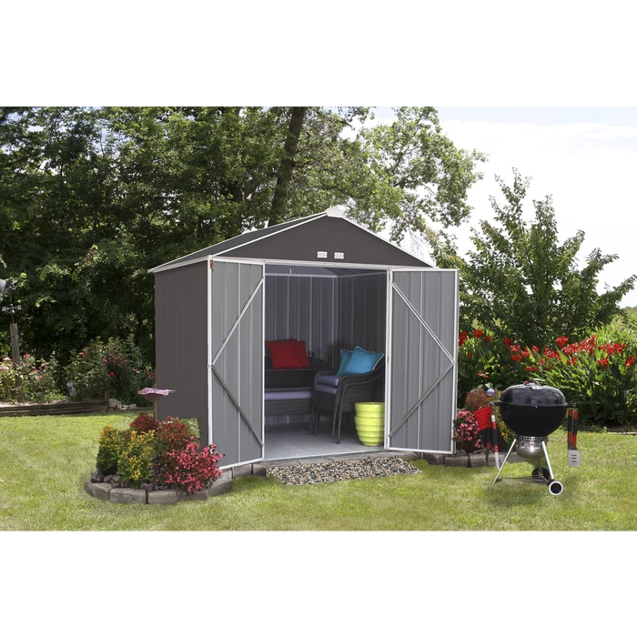 EZEE Shed® Steel Storage Shed, 8 Ft. X 7 Ft. Charcoal With Cream Trim 3 EZEE Shed® Steel Storage Shed, 8 Ft. X 7 Ft. Charcoal With Cream Trim - Image 3