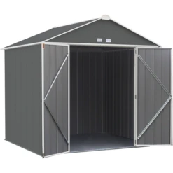 EZEE Shed® Steel Storage Shed, 8 Ft. X 7 Ft. Charcoal With Cream Trim 14 EZEE Shed® Steel Storage Shed, 8 Ft. X 7 Ft. Charcoal With Cream Trim -ShelterLogic || Arrow Shop ez8772hvcccr 5