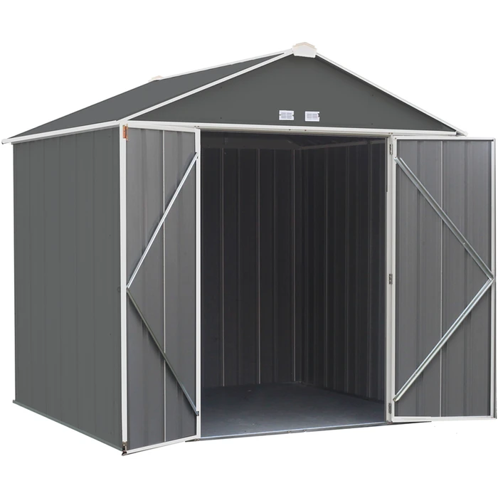 EZEE Shed® Steel Storage Shed, 8 Ft. X 7 Ft. Charcoal With Cream Trim 6 EZEE Shed® Steel Storage Shed, 8 Ft. X 7 Ft. Charcoal With Cream Trim - Image 6