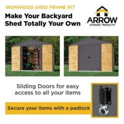 Ironwood Shed Frame Kit 14 Ironwood Shed Frame Kit -ShelterLogic || Arrow Shop ironwood door iwc88 iwa88 iwc108 iwa108 iwc1012 iwa1012