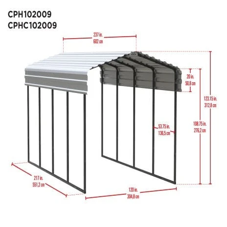 Arrow Carport 10x20x09 Charcoal BKP 15 Arrow Carport 10x20x09 Charcoal BKP - Image 15