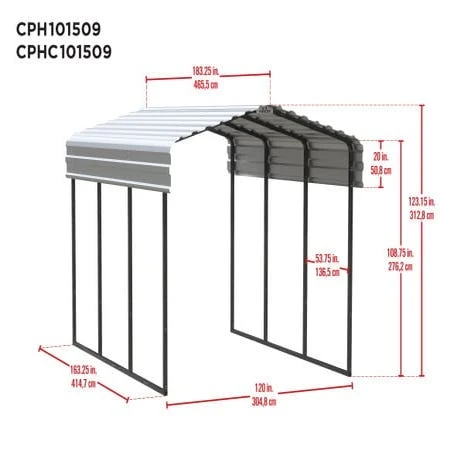 Arrow Carport 10x15x09 Charcoal BKP 1 Arrow Carport 10x15x09 Charcoal BKP