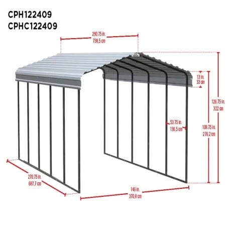 Arrow Carport 12x24x09 Charcoal BKP 13 Arrow Carport 12x24x09 Charcoal BKP - Image 13