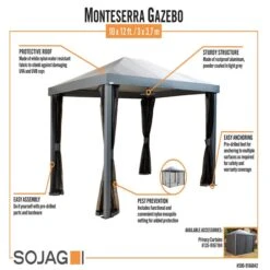 Monteserra 10 X 12 Ft. Gazebo, Dark Grey -ShelterLogic || Arrow Shop monteserra infographic
