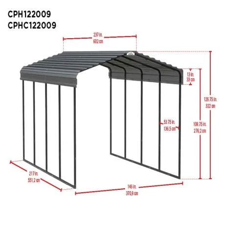 Arrow Carport 12x20x09 Charcoal BKP 15 Arrow Carport 12x20x09 Charcoal BKP - Image 15
