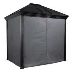 Cambridge Grey Spun Polyester Curtains 10 Ft. X 12 Ft.