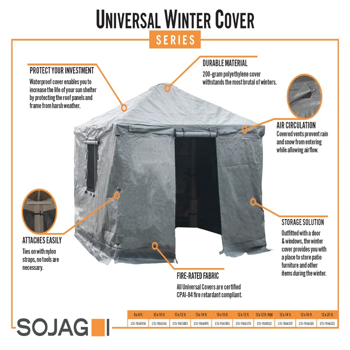 Universal Winter Gazebo Cover, 10 Ft. X 12 Ft. Grey 2 Universal Winter Gazebo Cover, 10 Ft. X 12 Ft. Grey - Image 2