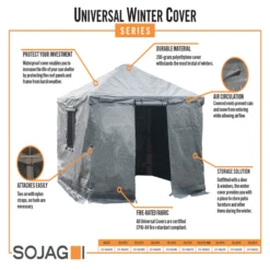 Universal Winter Gazebo Cover, 12 Ft. X 14 Ft. Grey -ShelterLogic || Arrow Shop universalwintercover infographic 4