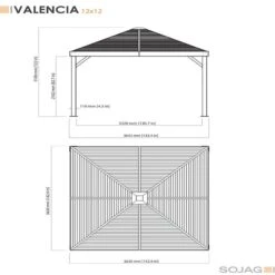 Valencia Gazebo Wood Finish 12 X 12 Ft. 13 Valencia Gazebo Wood Finish 12 X 12 Ft. -ShelterLogic || Arrow Shop valencia 12x12 schematic