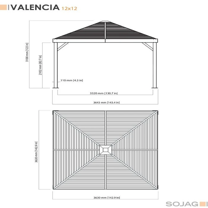 Valencia Gazebo Wood Finish 12 X 12 Ft. 7 Valencia Gazebo Wood Finish 12 X 12 Ft. - Image 7