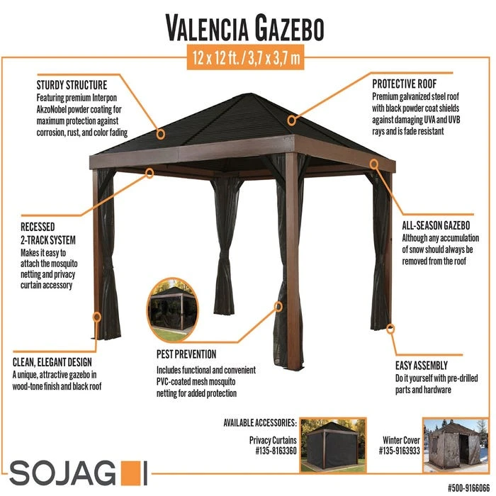 Valencia Gazebo Wood Finish 12 X 12 Ft. 6 Valencia Gazebo Wood Finish 12 X 12 Ft. - Image 6