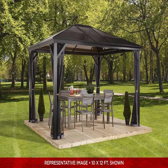 Verona Hardtop Gazebo, 10 Ft. X 10 Ft. Dark Gray 2 Verona Hardtop Gazebo, 10 Ft. X 10 Ft. Dark Gray - Image 2