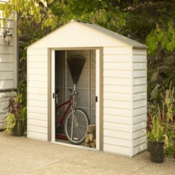MILFORD VYNIL AND STEEL BIKE STORAGE SHED 10X2 7 MILFORD VYNIL AND STEEL BIKE STORAGE SHED 10X2 -ShelterLogic || Arrow Shop vm102 image 03