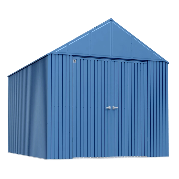 Arrow Elite Steel Storage Shed, 12x16, Blue Grey 1 Arrow Elite Steel Storage Shed, 12x16, Blue Grey